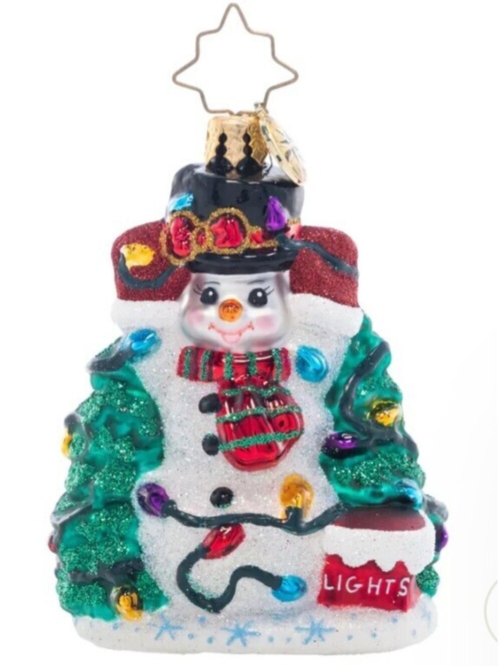Christopher Radko 'Let there Be Light' Gem Glass Snowman Ornament *BRAND NEW*